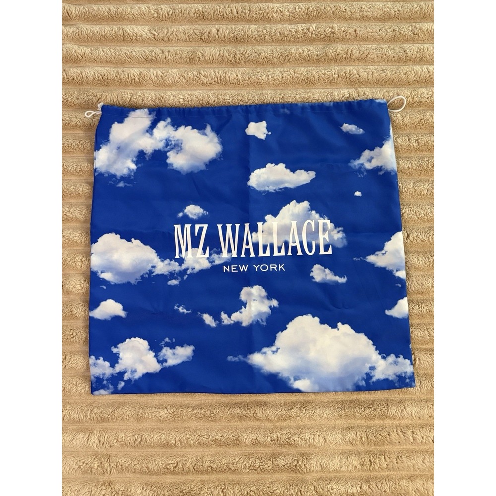 MZ Wallace Cloud Print Drawstring Dustbag Blue White Designer Women